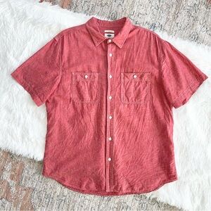 Old Navy Slim Fit Button Down Shirt Pinkish Red Large L Cotton Linen